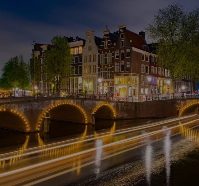 Bridge in Amsterdam by night
